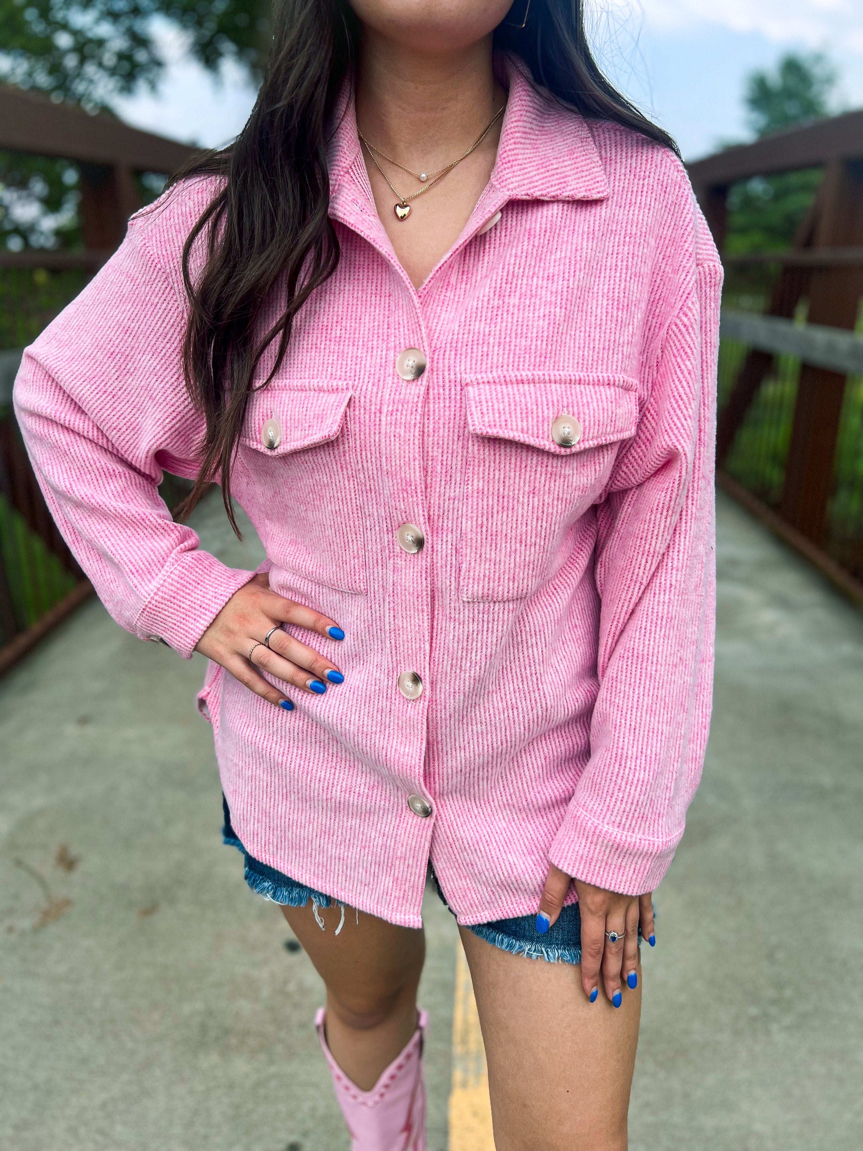 New top Oddy Bubble Gum Babe pink shacket