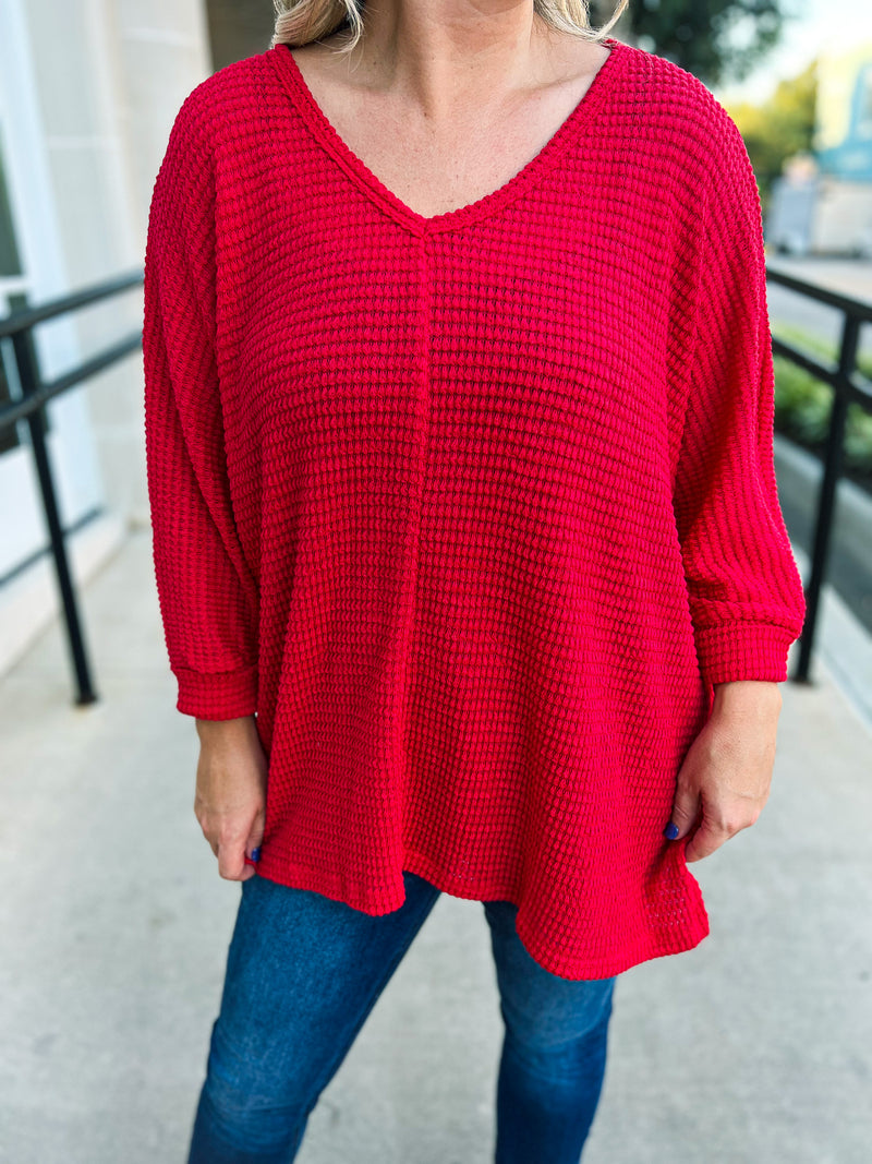 Red V-Neck Sweater