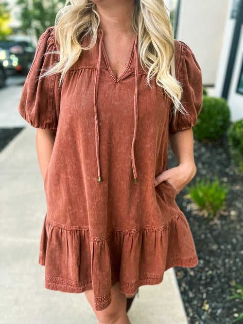 Brown Denim Dress-Entro