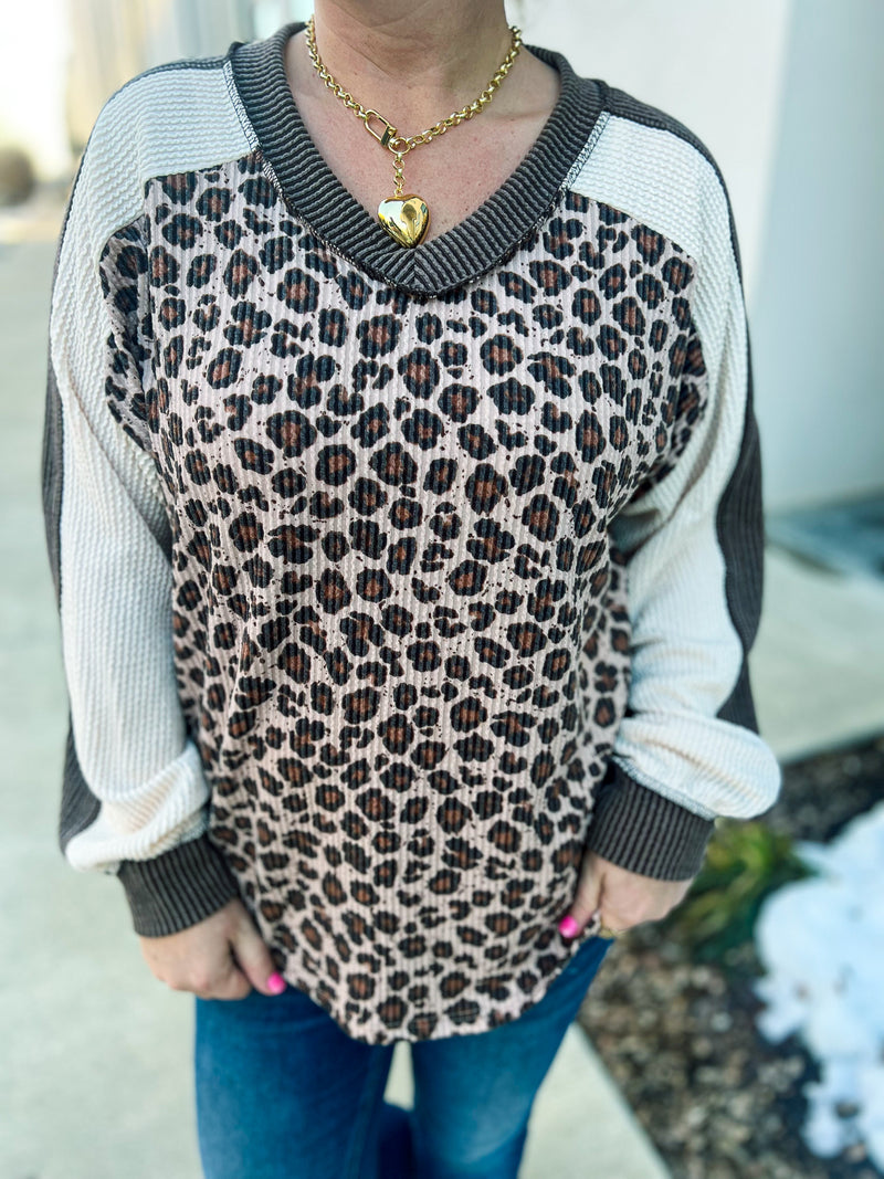 Cheetah Ribbed Top