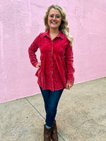 Red Button Up Blouse