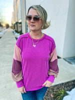 Magenta Ribbed Long Sleeve Top