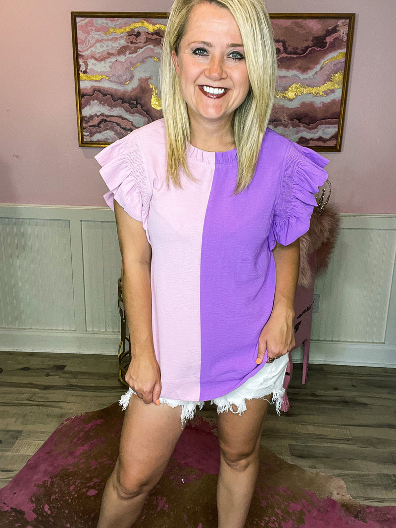 Lavender Ruffle Top