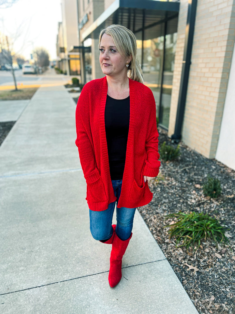 Red Knit Cardigan