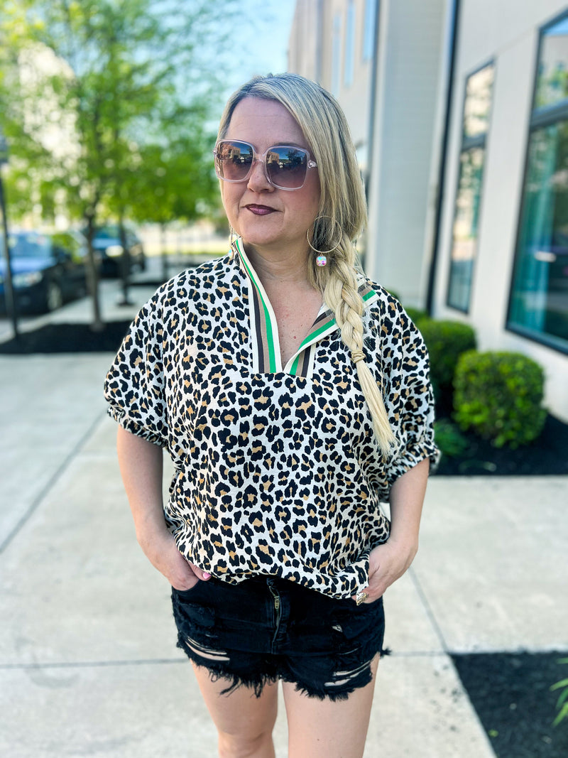 Leopard Print Dolman Top