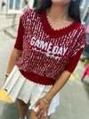 Red Sequin Gameday Top