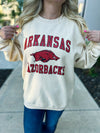 Arkansas Razorback Corded Pullover-Creme