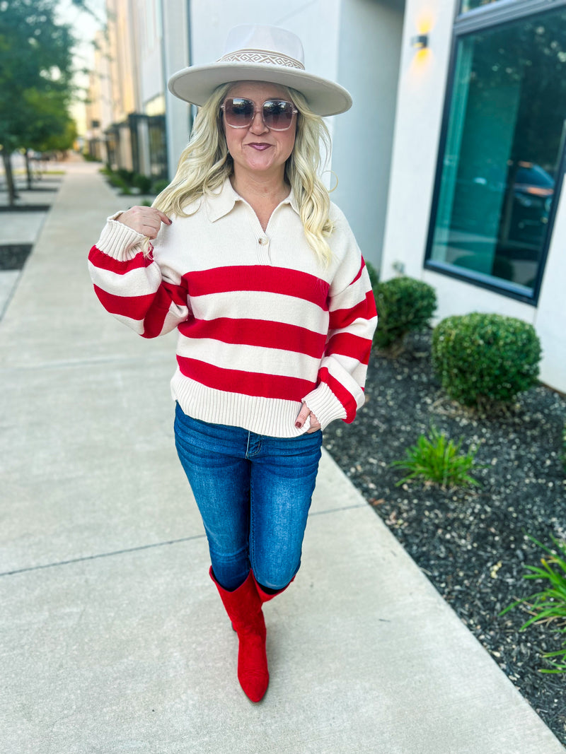 Red Striped Pullover Sweater