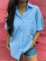 Striped Chambray Leopard Top