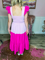 Pink Ruffle Colorblock Dress