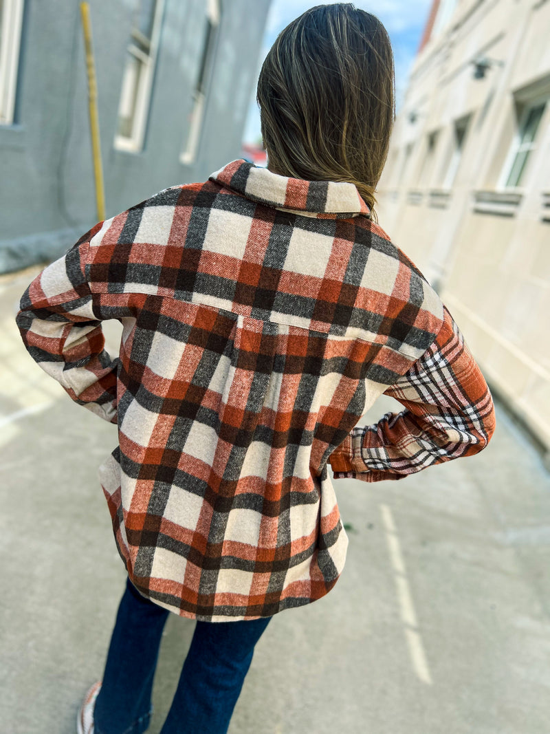 Rust Plaid Button Up