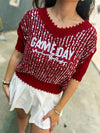 Red Sequin Gameday Top