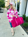 Pink Textured Duffle Bag