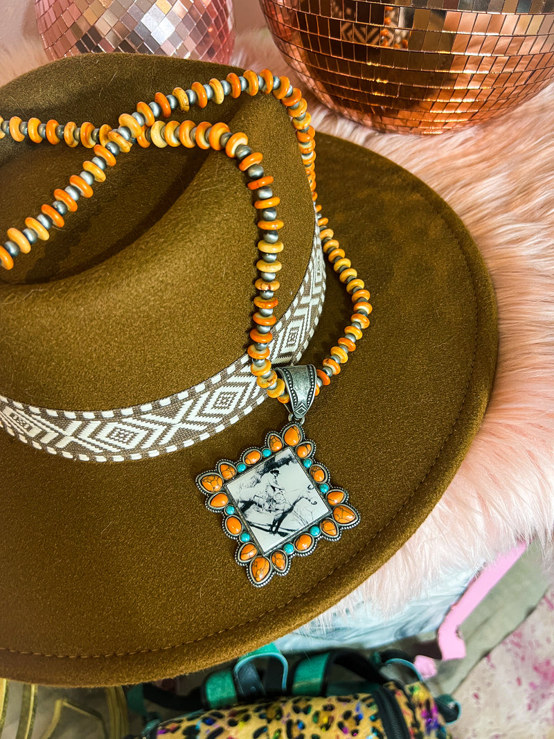 Diamond Cowboy Necklace-Orange