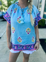 Blue Floral Umgee Top