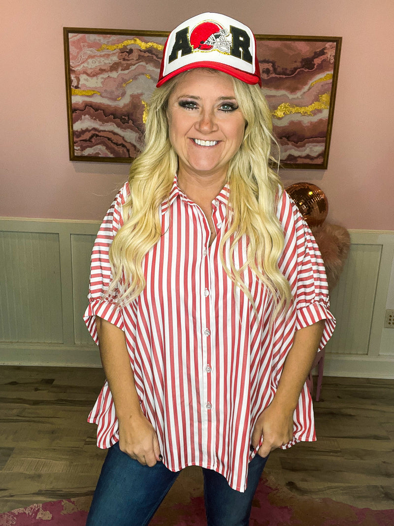 Red Striped Blouse