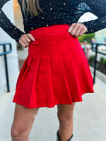 Red Pleated Skirt