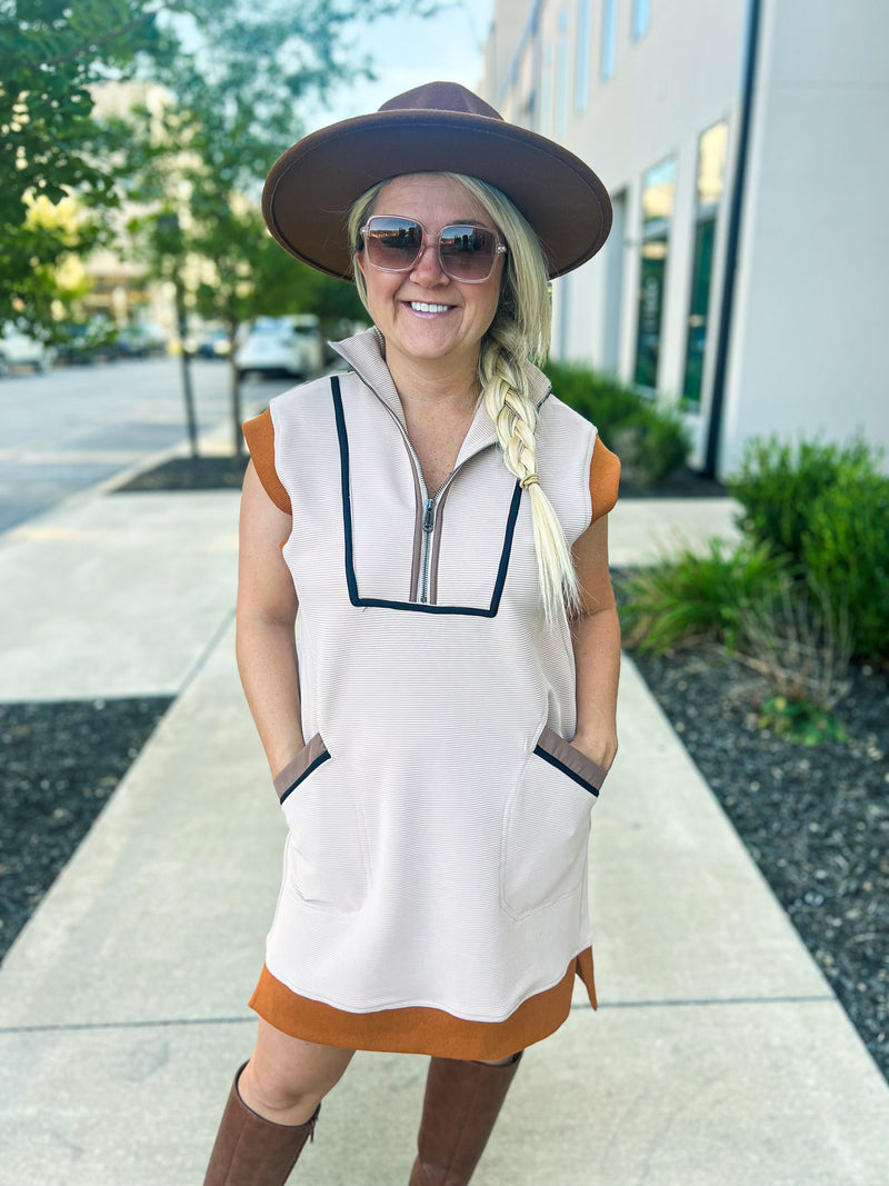 Camel Fall Pocket Dress