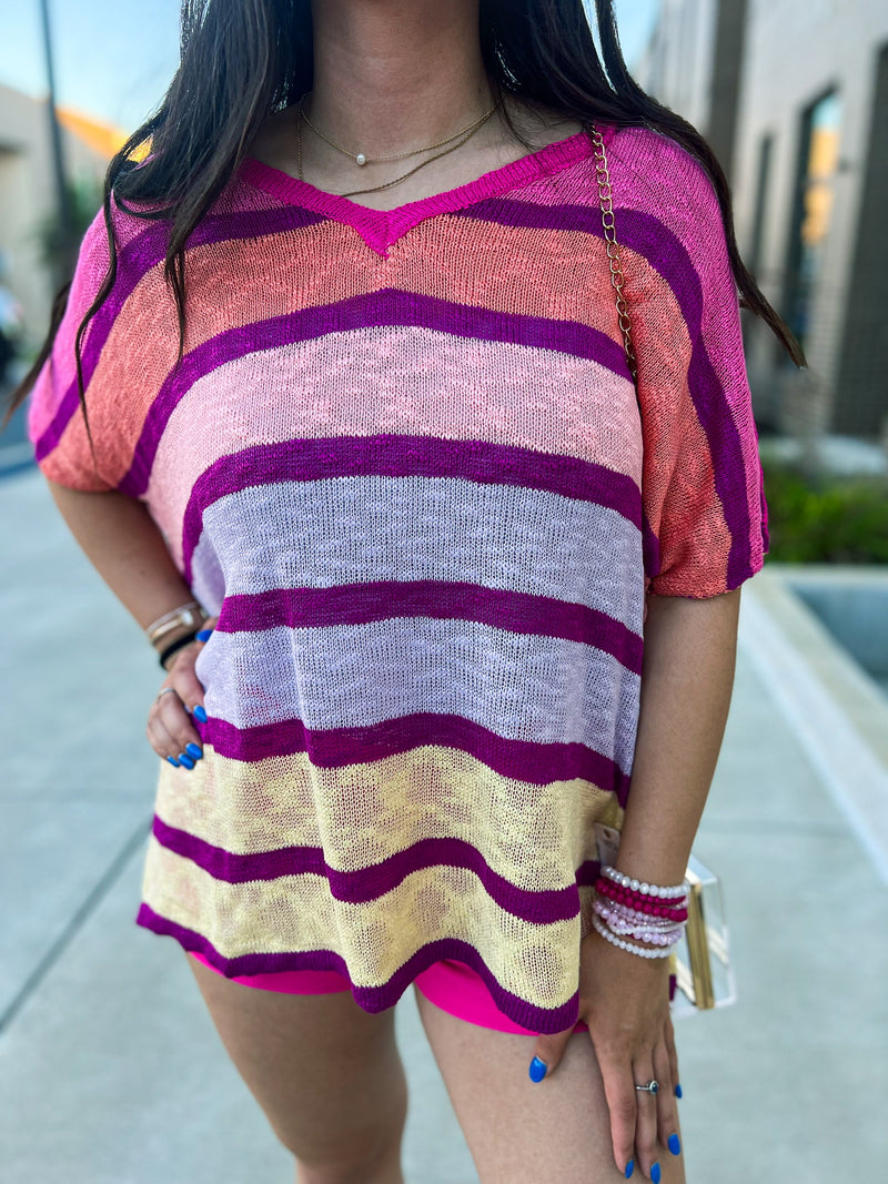 Pink & Purple Stripe Top