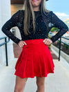 Red Pleated Skirt