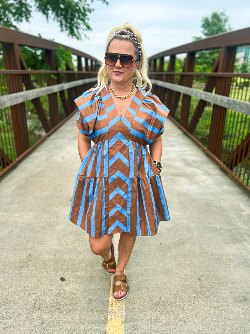 Brown Striped Dress