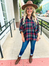 Plaid Button Up-Navy