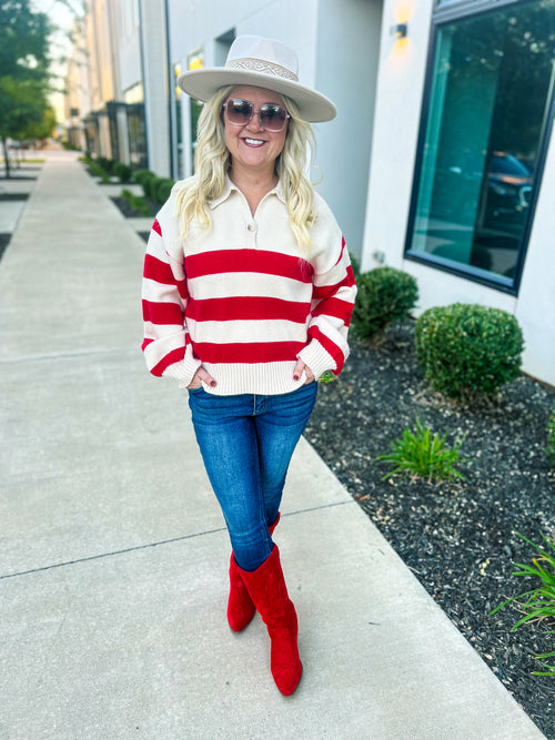 Red Striped Pullover Sweater