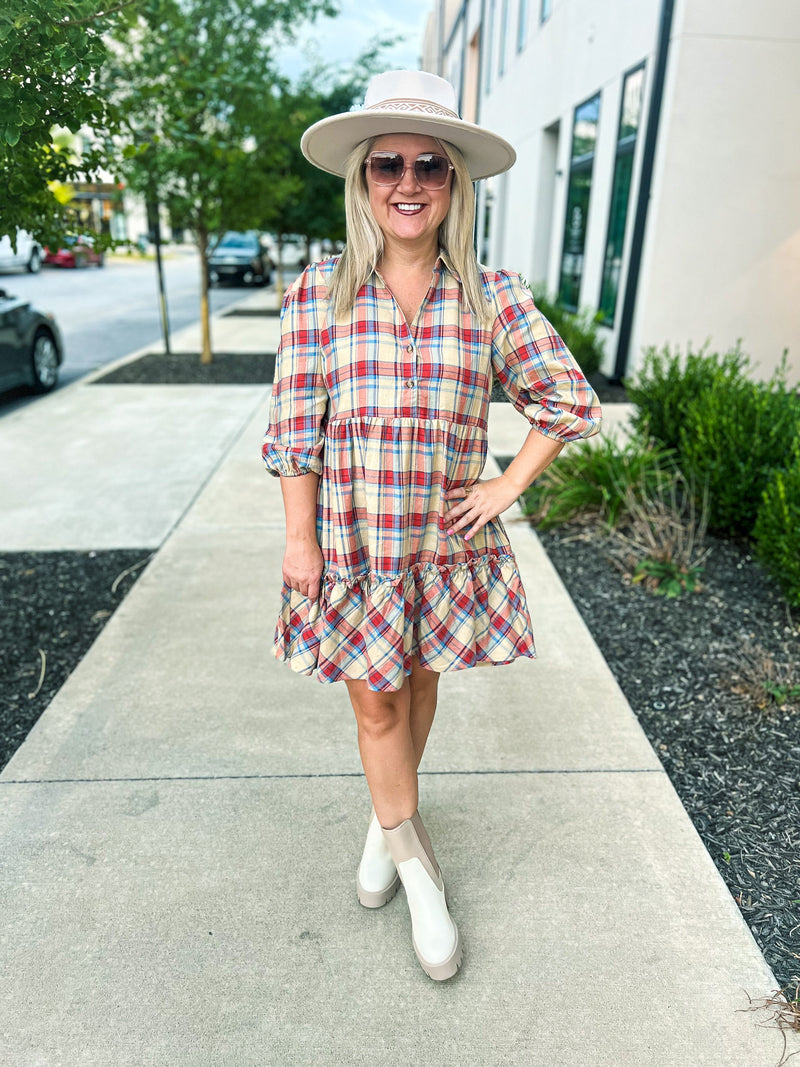 Plaid Creme Dress