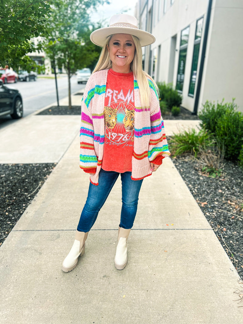 Striped Creme Multicolored Cardigan