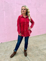 Red Button Up Blouse