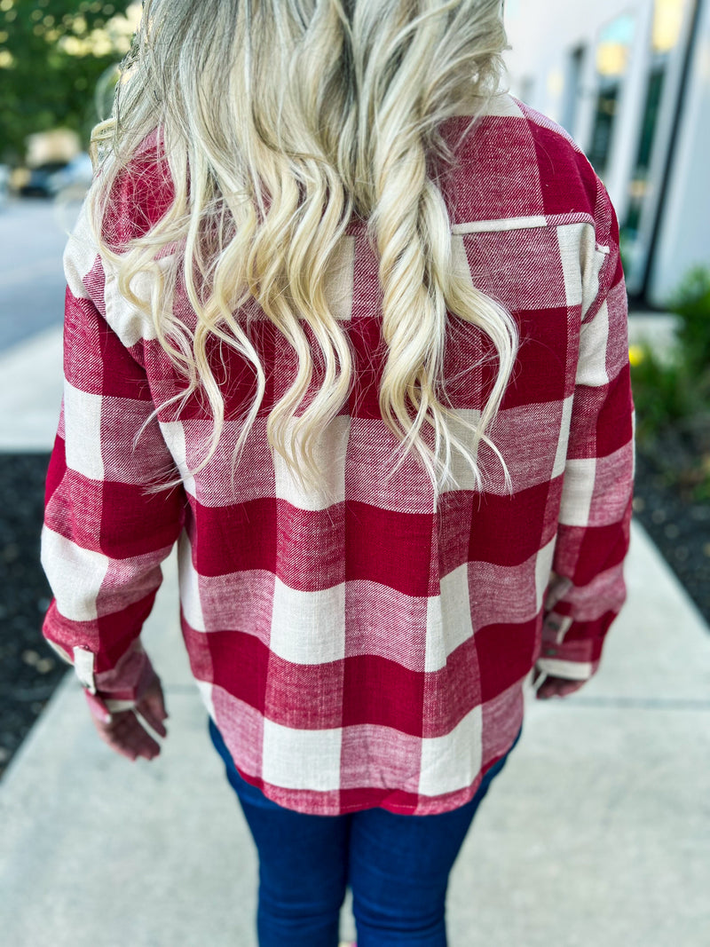 Flannel Button Up-Red