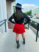 Red Pleated Skirt