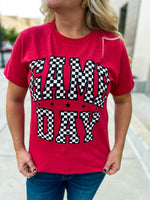 Gameday Checkered Tee-RED