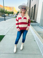 Rust & Creme Striped Sweater