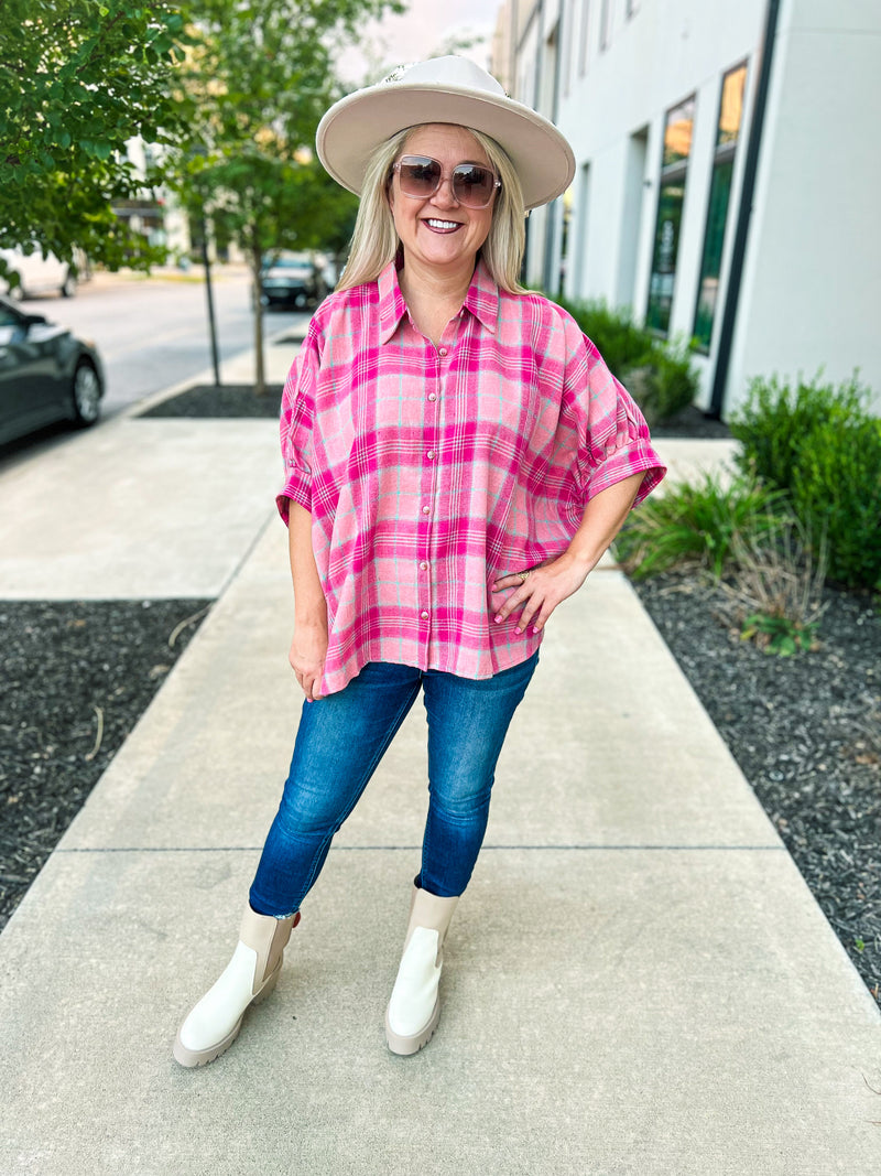 Pink Plaid Top