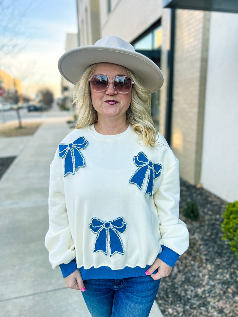 Blue Bow Sweater