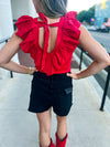 Red Ruffle Bodysuit