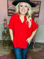Red Button Up Top