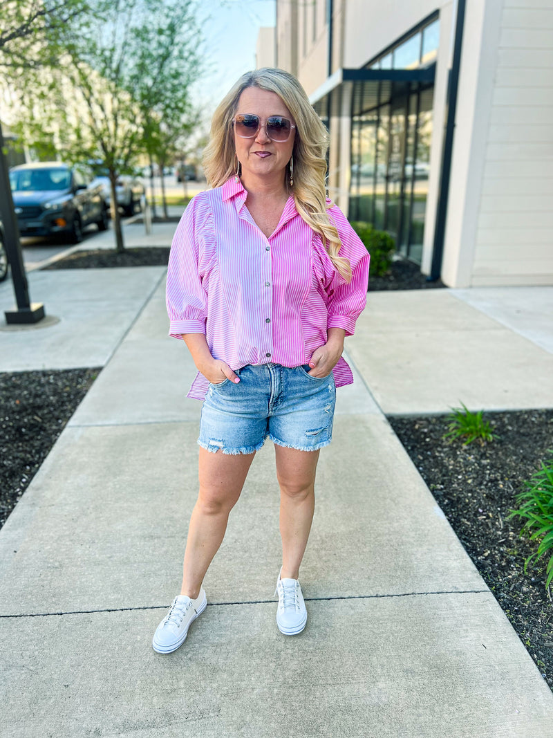 Medium Wash Risen Shorts