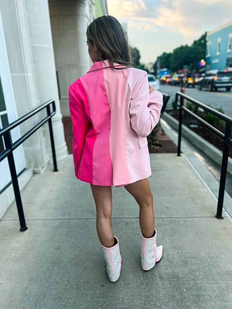 Pink Colorblock Blazer