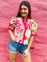 Pink & Red Floral Entro Top