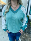 Mint Lace Ribbed Top