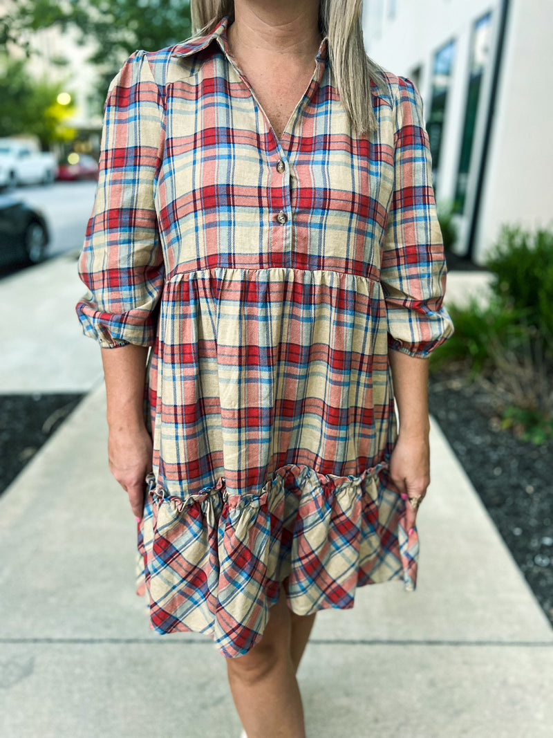 Plaid Creme Dress