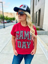 Gameday Checkered Tee-RED