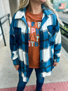 Plaid Shacket-Teal