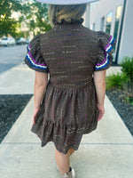 Brown Embroidered Fall Dress