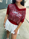 Red Sequin Gameday Top