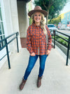 Rust Plaid Leopard Top