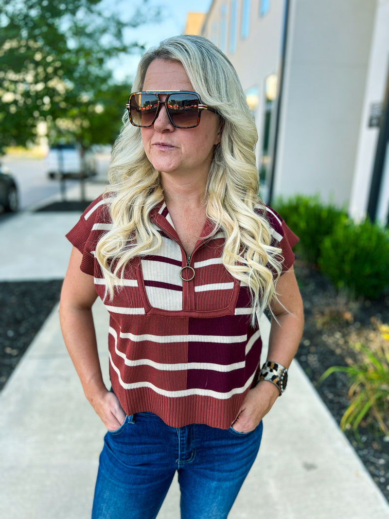 Chestnut Striped Blouse