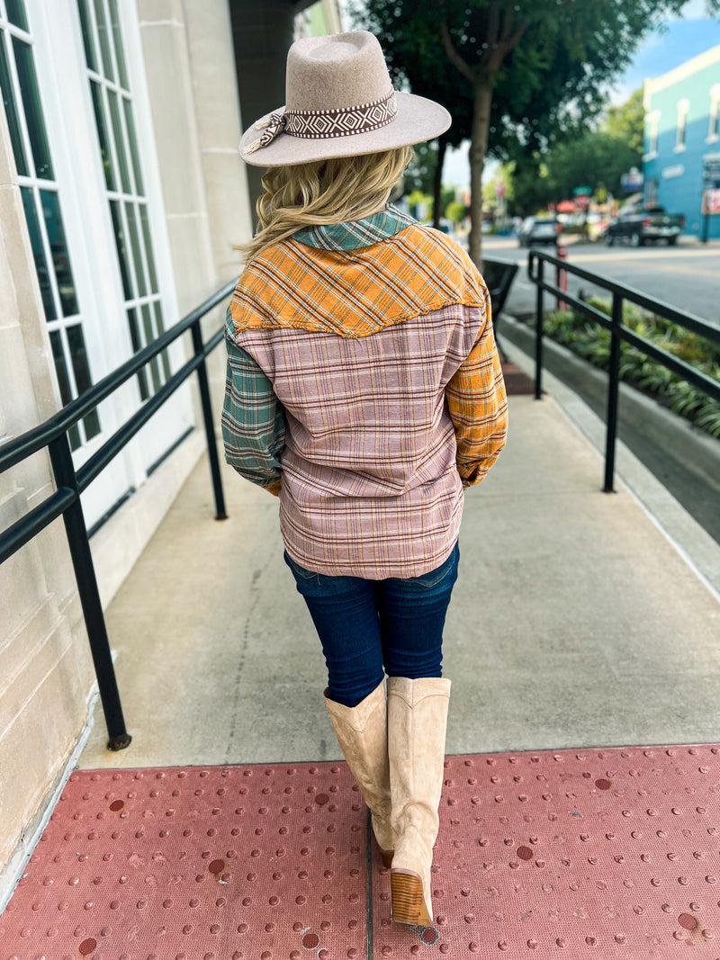 Mustard Plaid Top